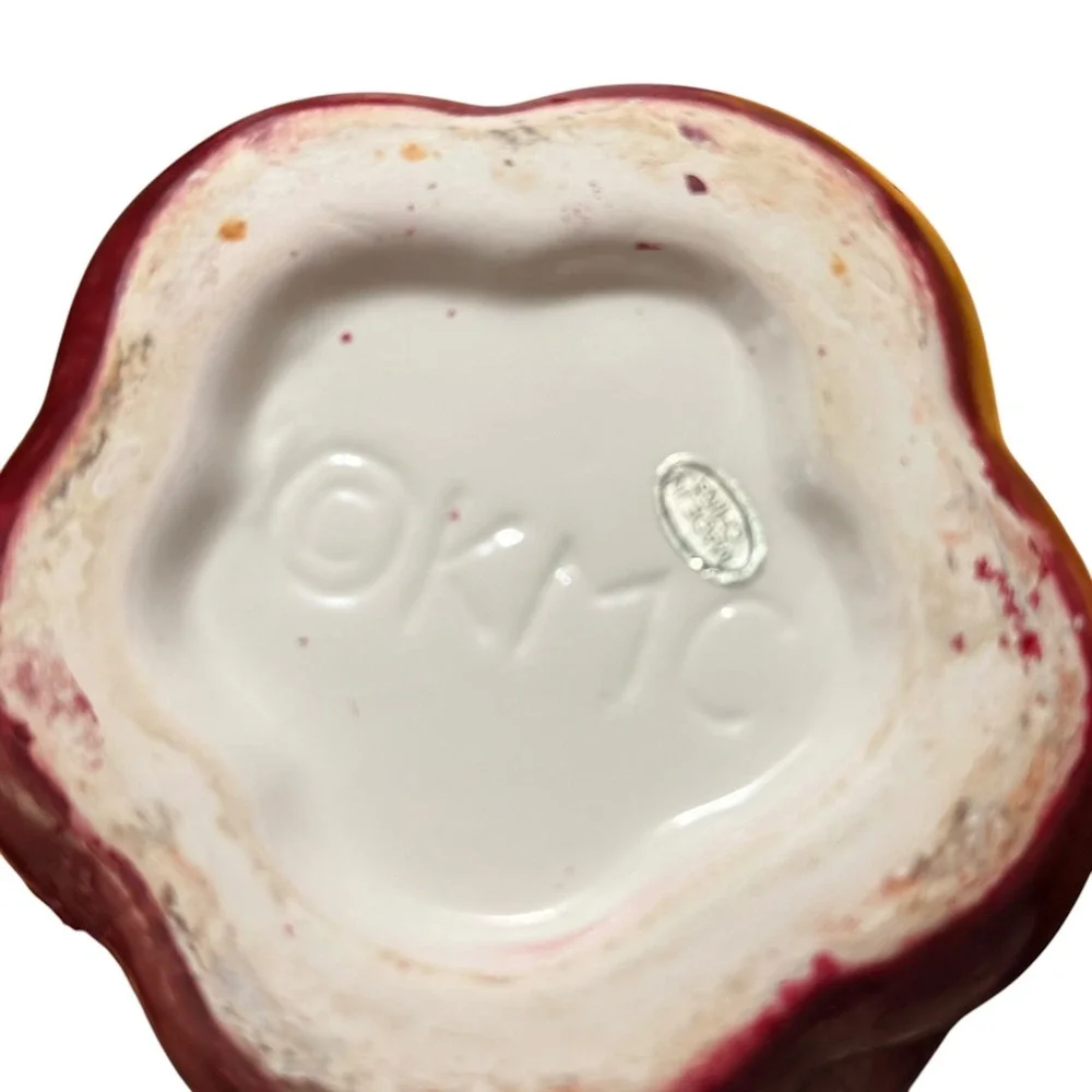 KMC Ceramic Apple Canisters Set of 2 Red Hand Painted Kitchen Storage Jars 7in